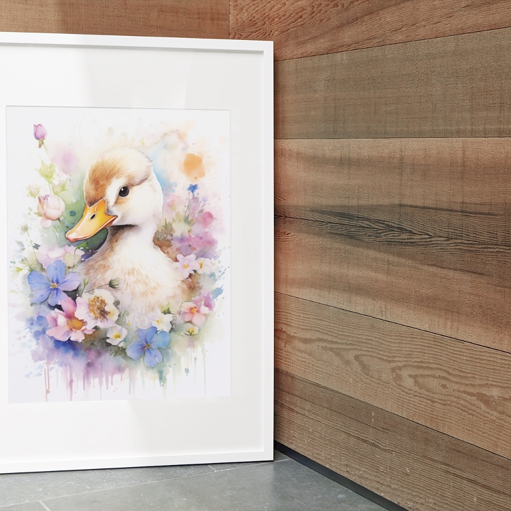 Wall Art Watercolor Floral Duck Illustration Print Poster Card Unframed - Picture 8 of 9